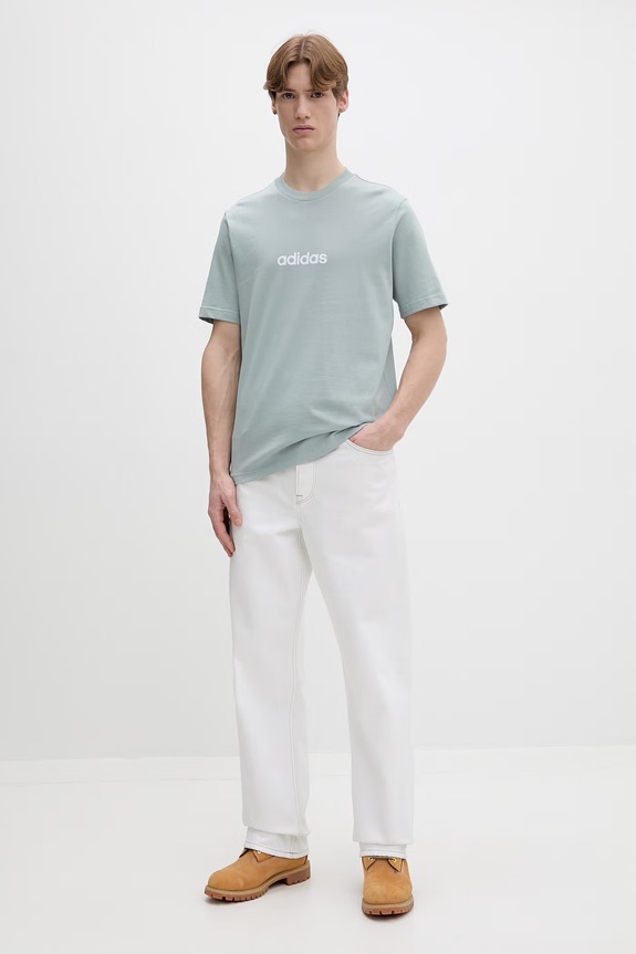 Βαμβακερό μπλουζάκι adidas KC0882 τιρκουάζ SS26