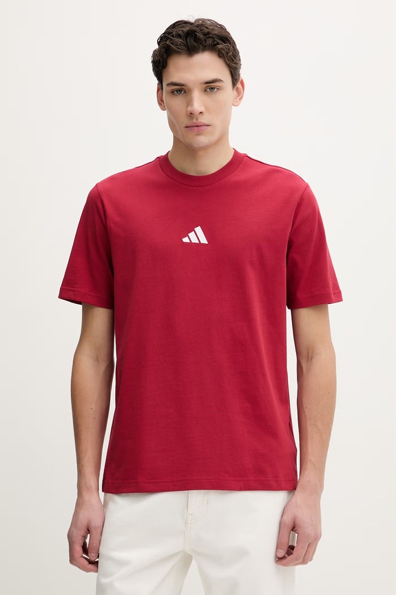 Bavlněné tričko adidas hladký červená KC0902