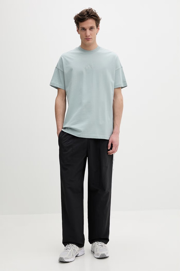 adidas t-shirt bawełniany KC3189 turkusowy SS26