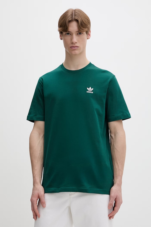 Βαμβακερό μπλουζάκι adidas Originals Trefoil κανονικό πράσινο KD1323