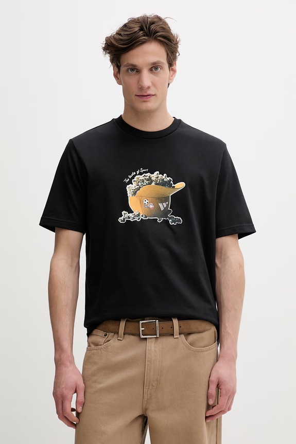 Bavlněné tričko adidas Popcorn potisk černá KD3928