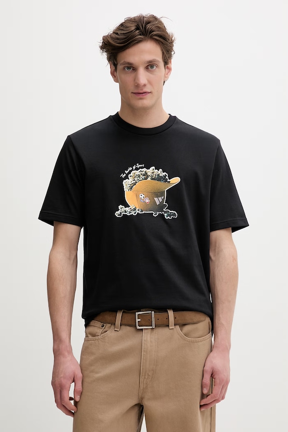 Bavlněné tričko adidas Popcorn potisk černá KD3928