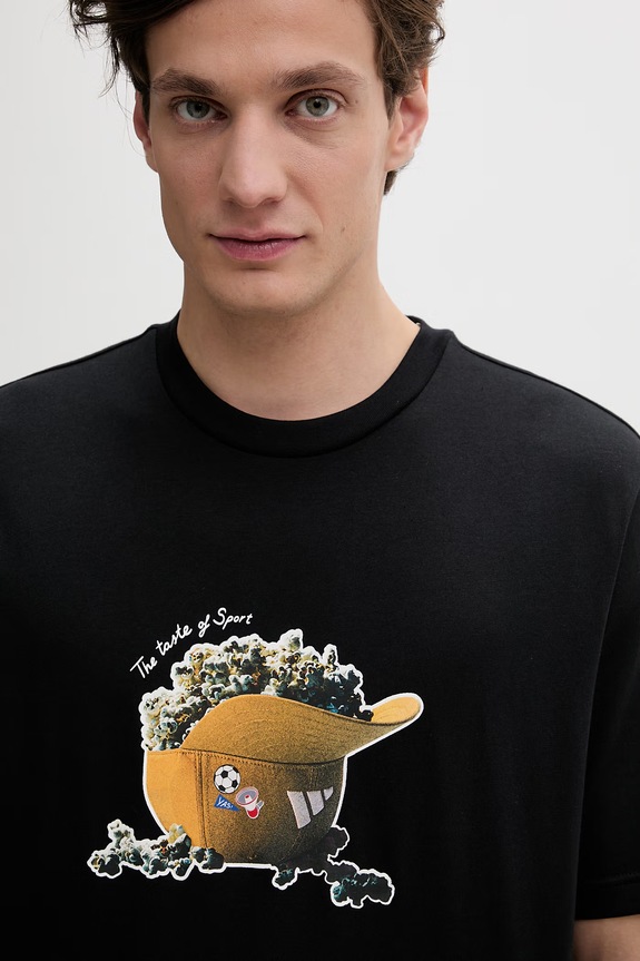 Bavlněné tričko adidas Popcorn černá KD3928
