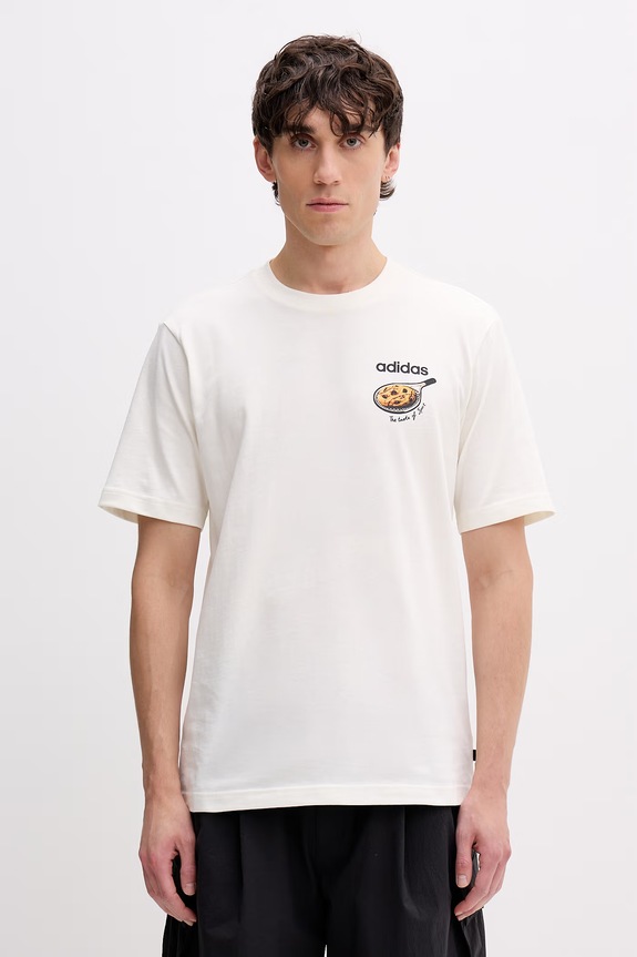 adidas t-shirt męski bawełniany Cookie beżowy KD3931