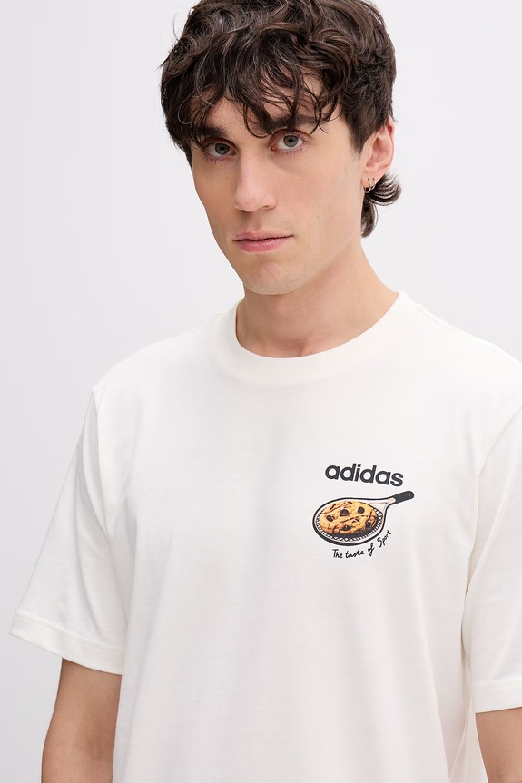 adidas t-shirt męski bawełniany Cookie beżowy KD3931