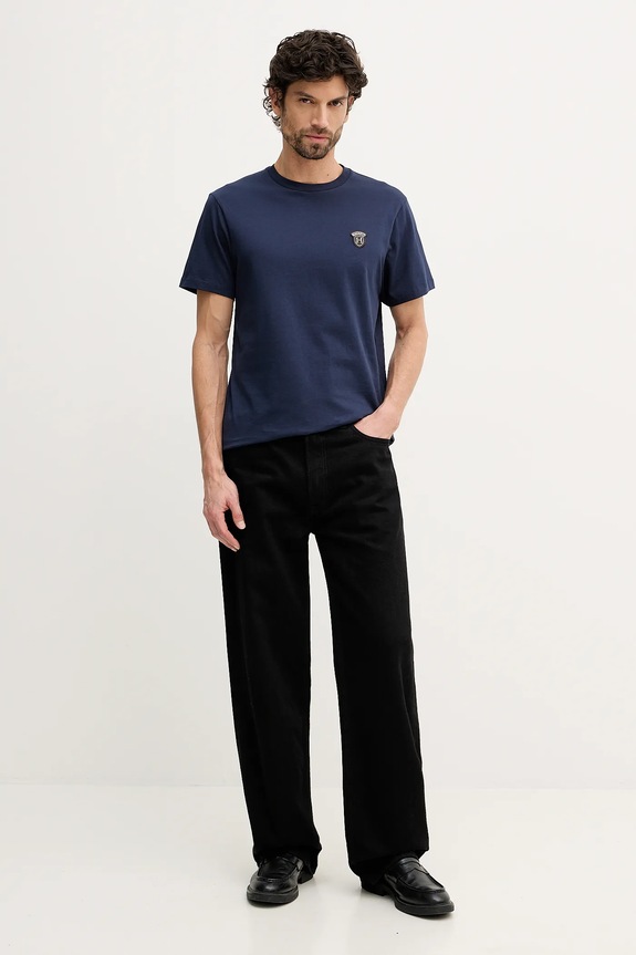 Bavlnené tričko Hackett London HM5000063 tmavomodrá SS26