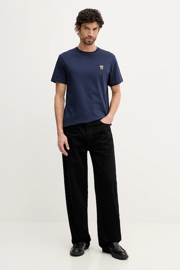 Bavlnené tričko Hackett London HM5000063 tmavomodrá SS26