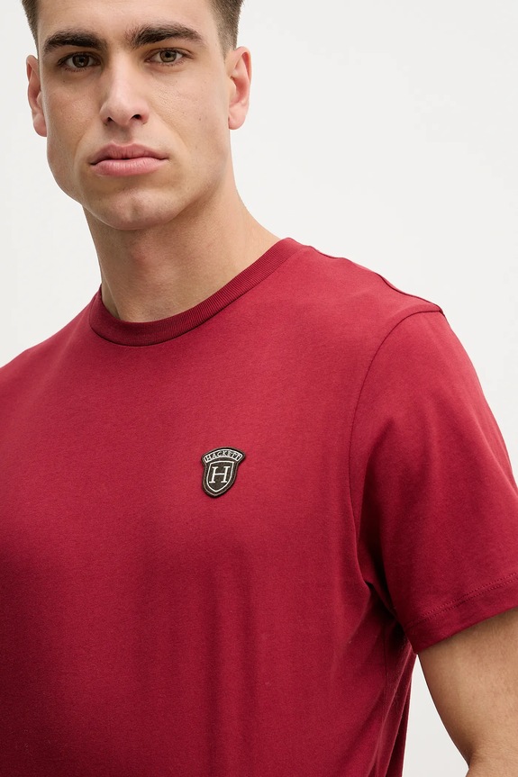 Bavlnené tričko Hackett London burgundské HM5000063