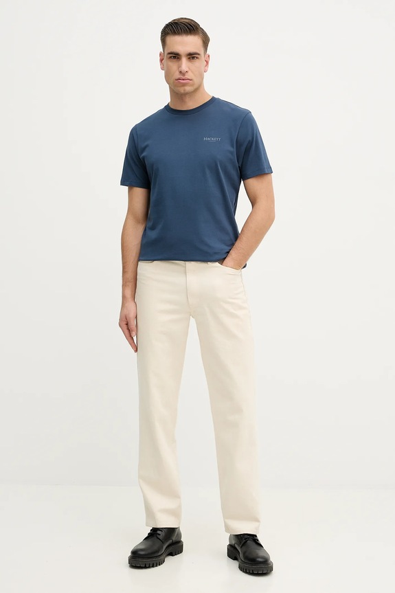 Bavlnené tričko Hackett London HM5000067 modrá SS26