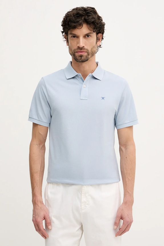 Bavlnené polo tričko Hackett London slim modrá HM5600093
