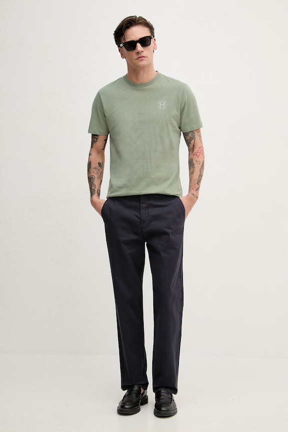 Hackett London tričko pánske bavlnené HM5000077 zelená SS26