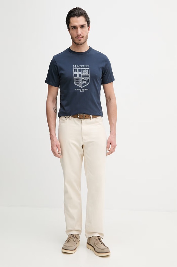 Hackett London tricou din bumbac HM5000083 bleumarin SS26