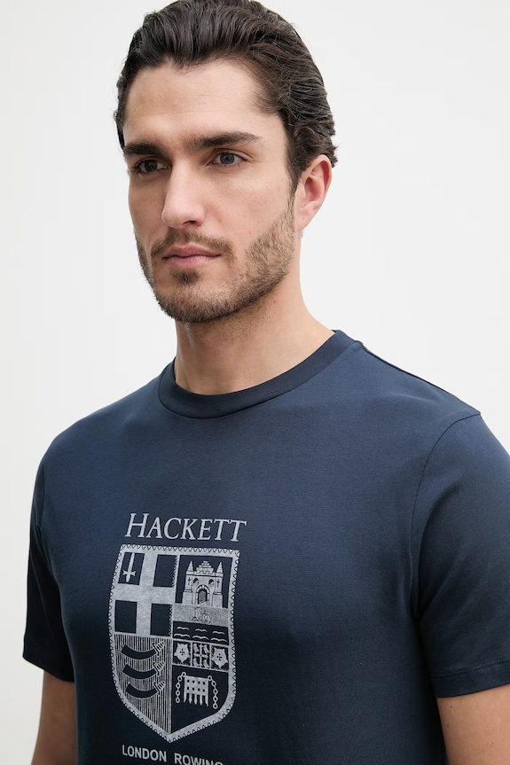 Hackett London tricou din bumbac bleumarin HM5000083