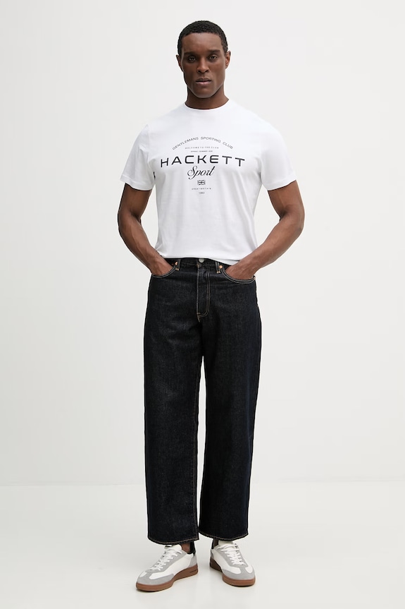 Βαμβακερό μπλουζάκι Hackett London HM5000098 λευκό SS26