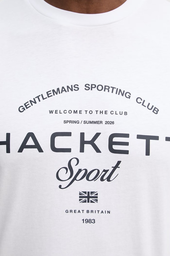 Βαμβακερό μπλουζάκι Hackett London λευκό HM5000098