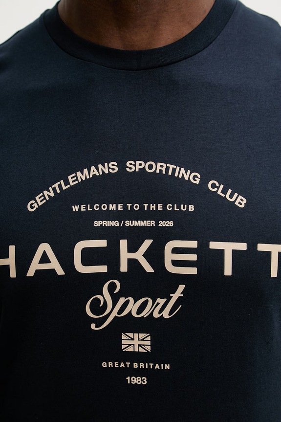 Bavlněné tričko Hackett London HM5000098 námořnická modř
