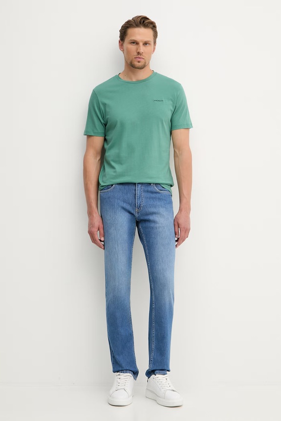 Hackett London t-shirt Ανδρικό βαμβακερό HM5000092 τιρκουάζ SS26