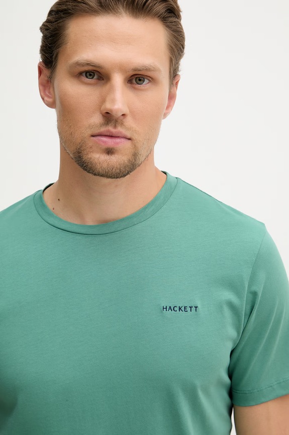 Hackett London t-shirt Ανδρικό βαμβακερό τιρκουάζ HM5000092