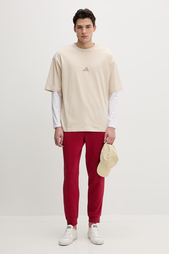 Bavlněné tričko adidas KD7648 béžová SS26
