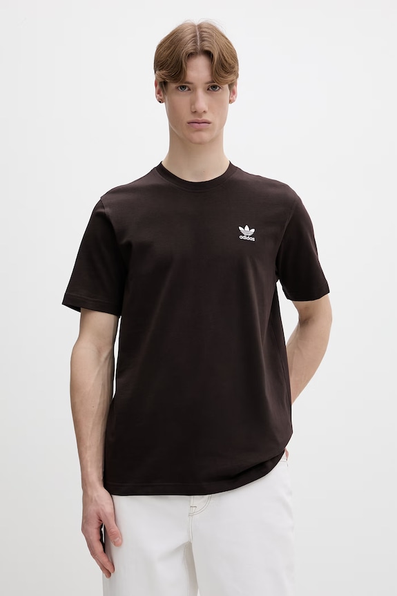 Βαμβακερό μπλουζάκι adidas Originals κανονικό καφέ KE1146