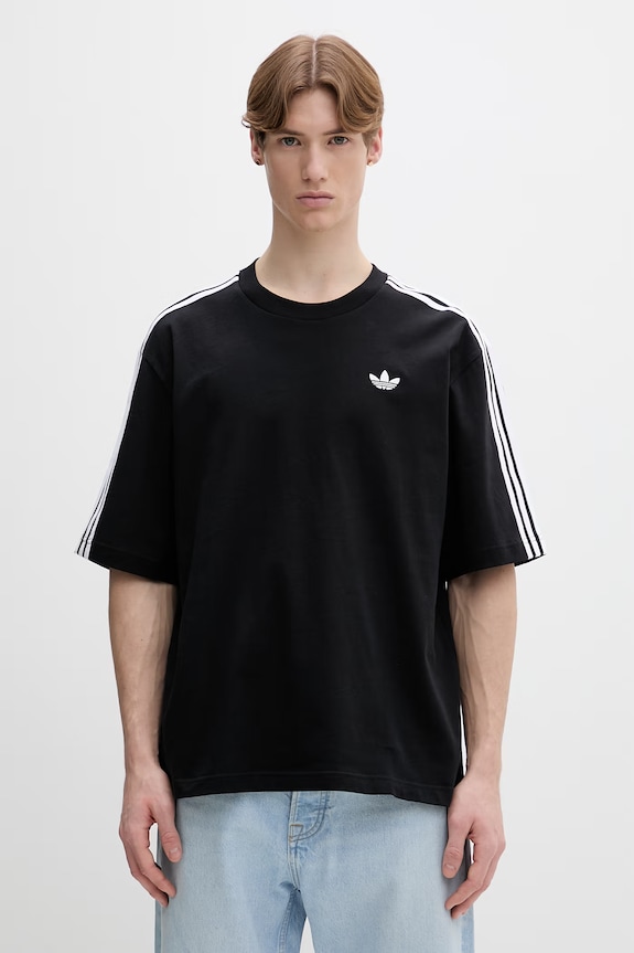 Βαμβακερό μπλουζάκι adidas Originals απλικέ μπεζ KE1189