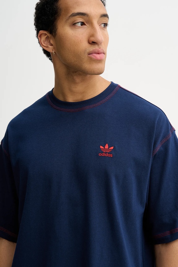 Βαμβακερό μπλουζάκι adidas Originals σκούρο μπλε KE1206