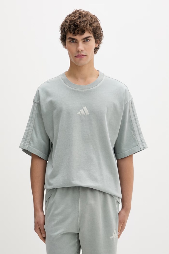Bombažna kratka majica adidas Okrogel turkizna KE5996