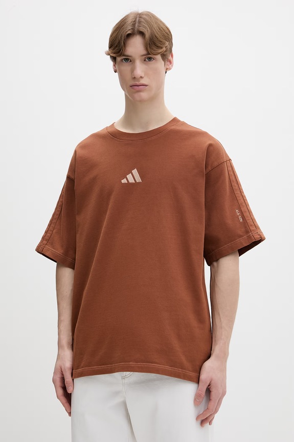 Βαμβακερό μπλουζάκι adidas βαμβάκι καφέ KE5997