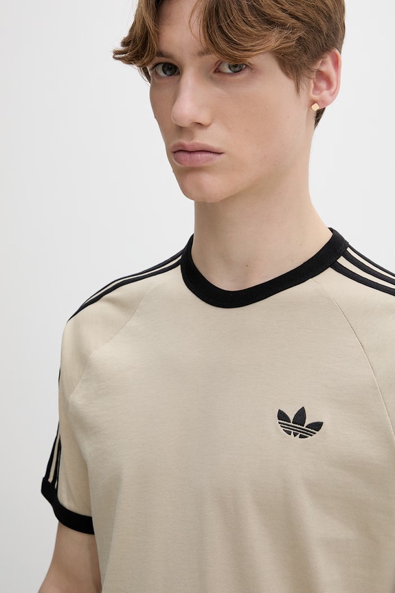 Βαμβακερό μπλουζάκι adidas Originals μπεζ KE7964