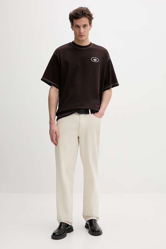 Памучна тениска adidas Originals KG6436 кафяв SS26
