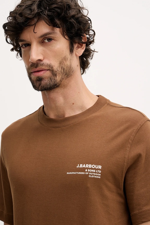 Barbour t-shirt bawełniany Parkend brązowy MTS1541