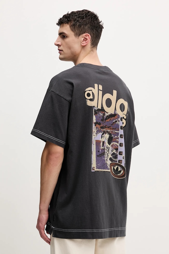 adidas Originals t-shirt in cotone applique grigio KS6858