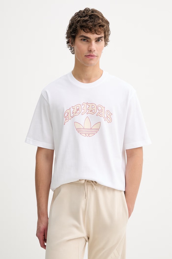 Βαμβακερό μπλουζάκι adidas Originals στάμπα λευκό KS7613