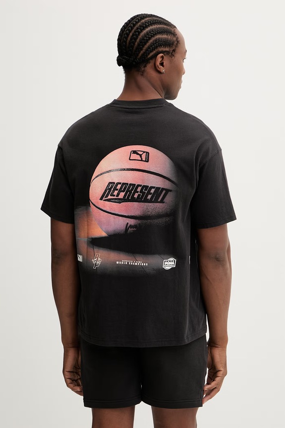 Puma t-shirt bawełniany Represent nadruk czarny 635798
