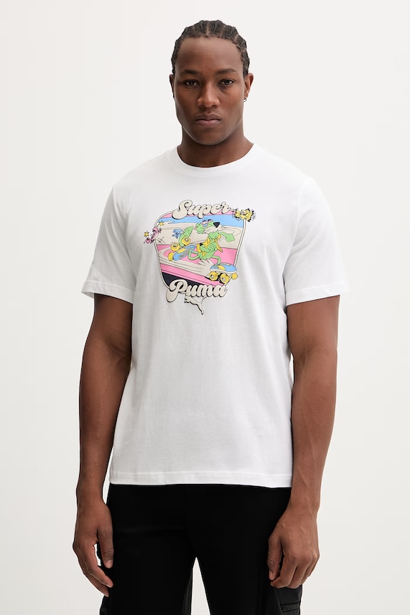 Puma tricou din bumbac GRAPHIC print alb 634433
