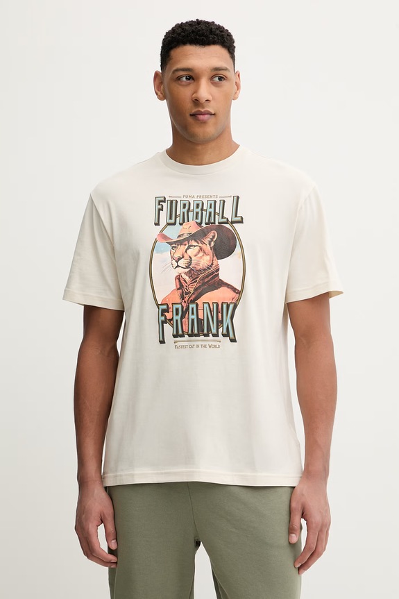 Bavlnené tričko Puma GRAPHIC relaxed béžová 634434