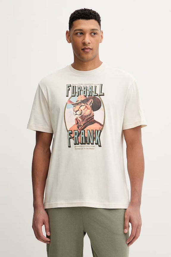 Bavlnené tričko Puma GRAPHIC relaxed béžová 634434