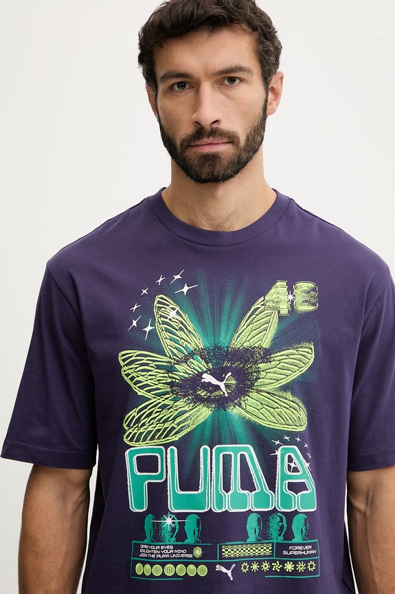 Bavlnené tričko Puma GRAPHIC fialová 634443