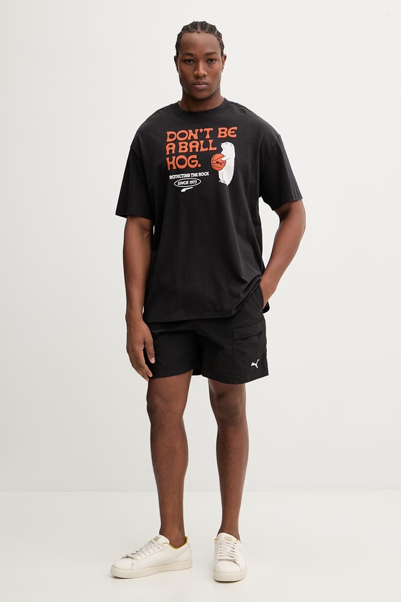 Puma t-shirt bawełniany Junior Varsity Tee 692306 czarny SS26
