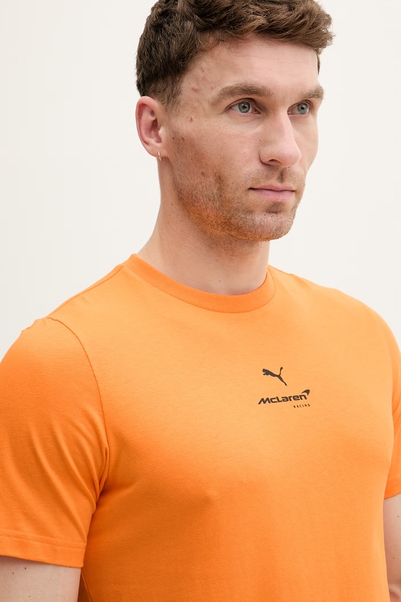 Puma t-shirt bawełniany McLaren 637448 pomarańczowy