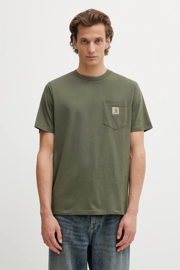 Bavlnené tričko Carhartt WIP SS Pocket T-Shirt regular zelená I030434.11XX