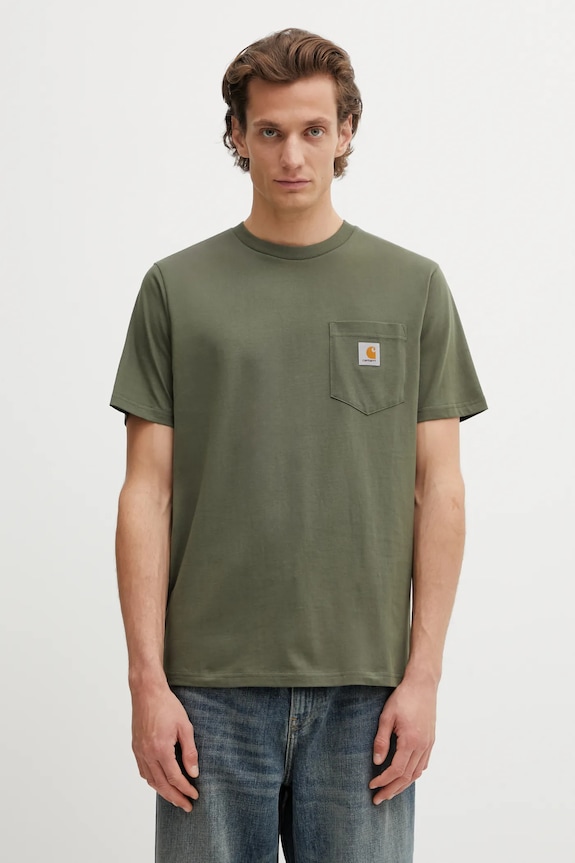 Bavlnené tričko Carhartt WIP SS Pocket T-Shirt regular zelená I030434.11XX