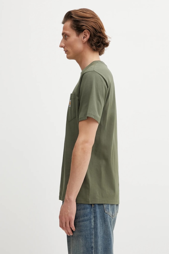 Bavlnené tričko Carhartt WIP SS Pocket T-Shirt I030434.11XX zelená SS26