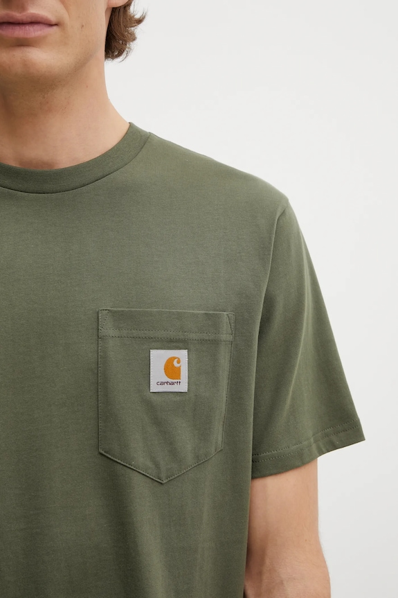 Bavlnené tričko Carhartt WIP SS Pocket T-Shirt zelená I030434.11XX