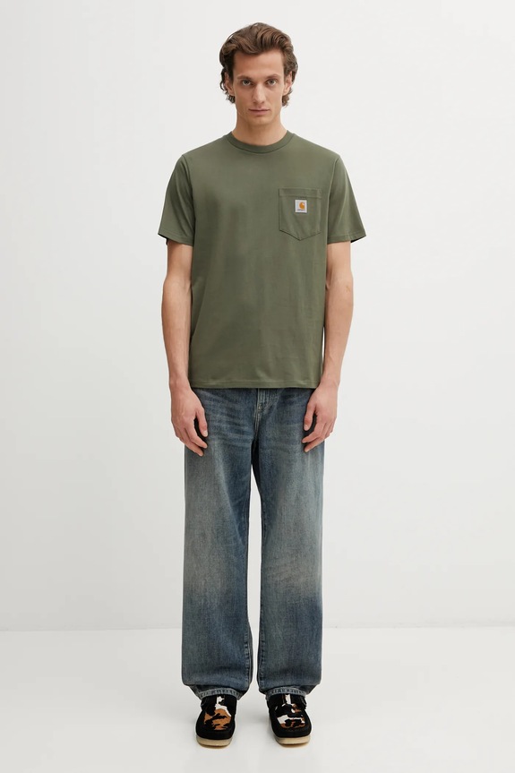 Bavlnené tričko Carhartt WIP SS Pocket T-Shirt I030434.11XX zelená