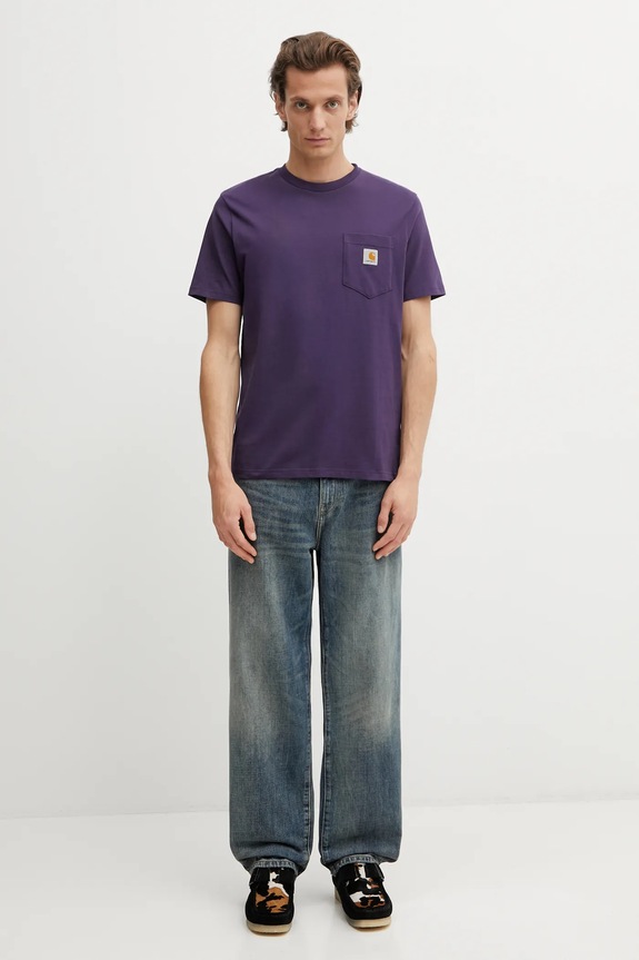 Pamučna majica Carhartt WIP SS Pocket T-Shirt I030434.889XX ljubičasta
