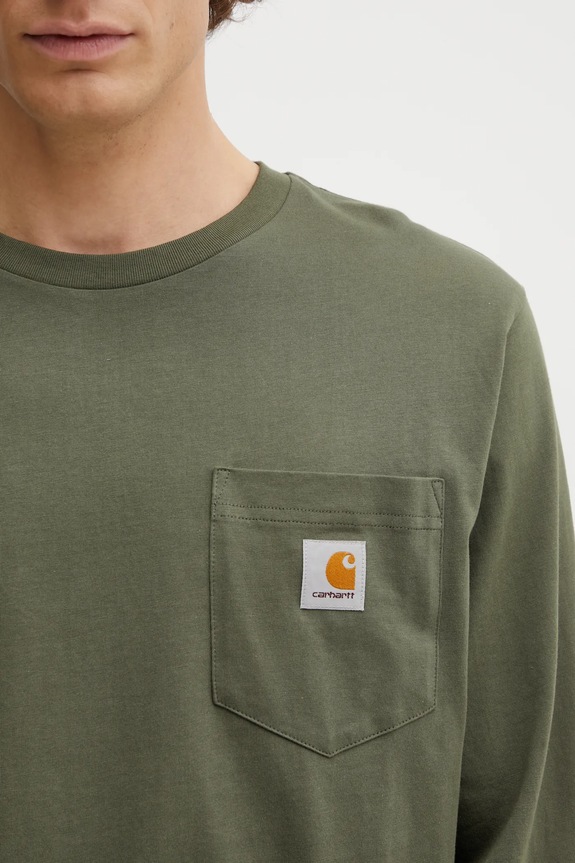 Pamučna majica dugih rukava Carhartt WIP LS Pocket T-Shirt zelena I030437.11XX