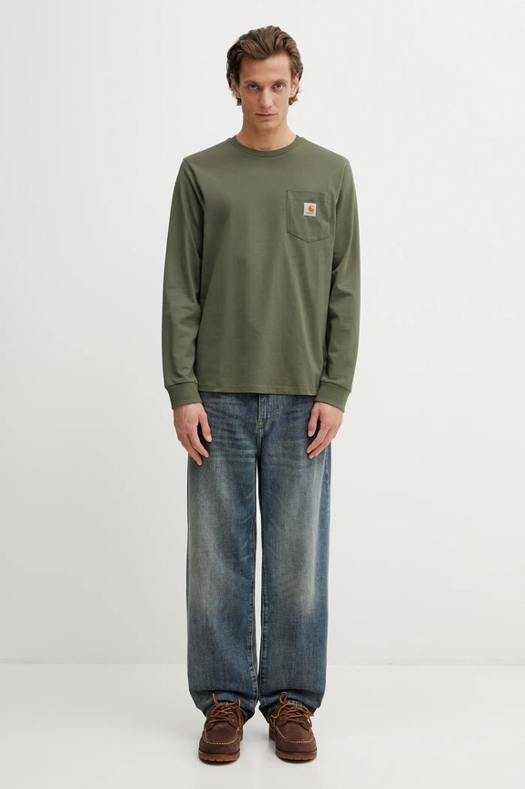 Pamučna majica dugih rukava Carhartt WIP LS Pocket T-Shirt I030437.11XX zelena