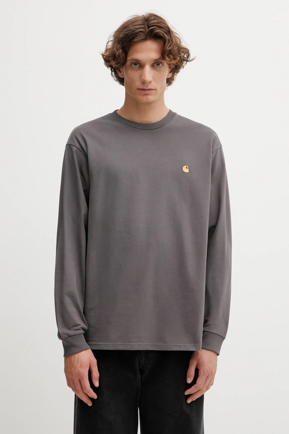 Pamučna majica dugih rukava Carhartt WIP LS Chase T-Shirt relaxed siva I026392.3H5XX