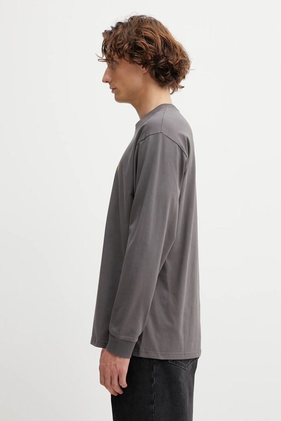 Pamučna majica dugih rukava Carhartt WIP LS Chase T-Shirt I026392.3H5XX siva SS26